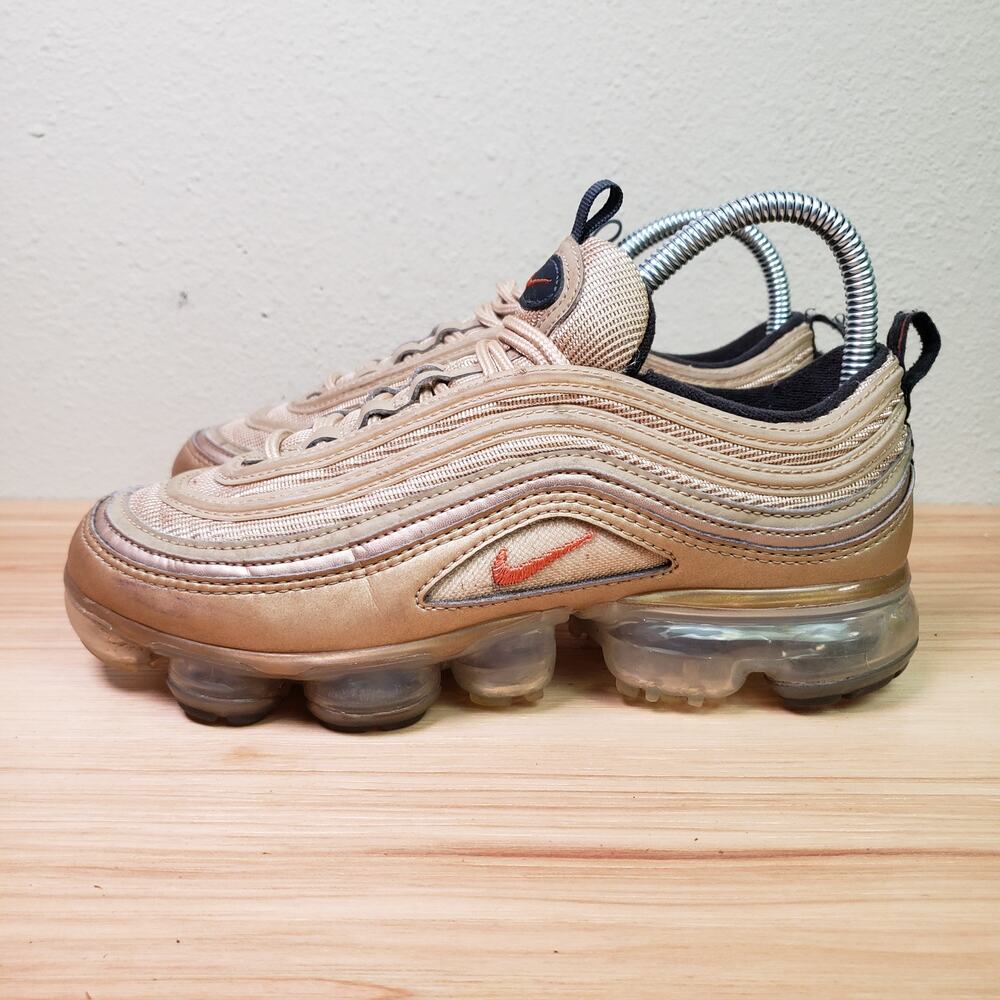 Nike Women's Size 7 Air VaporMax 97 Sneakers Gold Coral Comfort Athletic Shoes